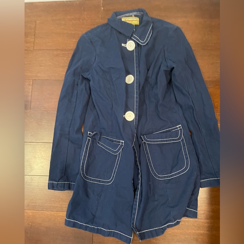 guc libertine for target Navy Blue Women's coat Jacket with White Stitching medi